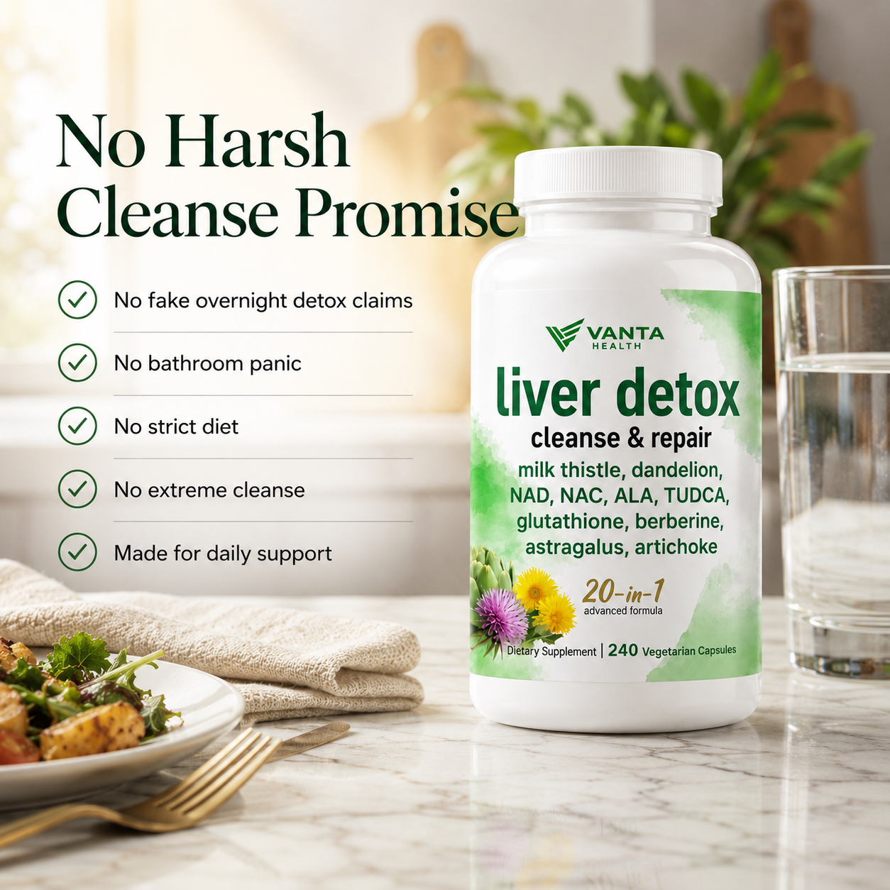 Vanta Health Liver Detox Cleanse & Repair Vegetarian Capsules