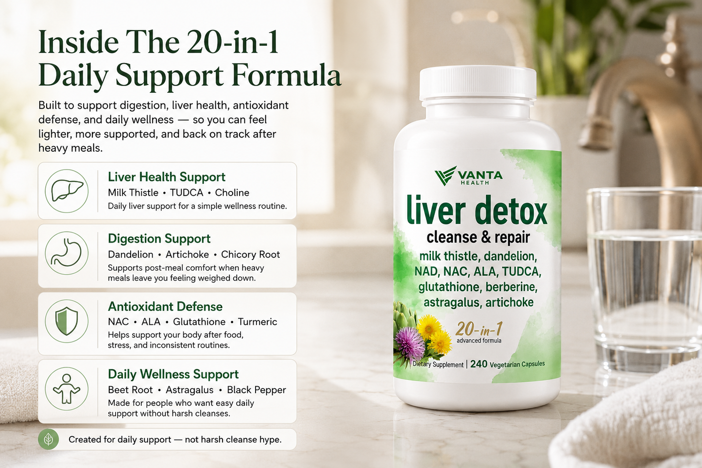Vanta Health Liver Detox Cleanse & Repair Vegetarian Capsules